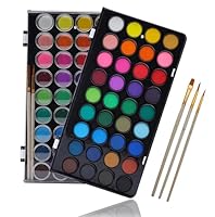 Artecho Aquarellfarben 36 Farben mit 3 Pinsel, Tragbar und Einfach zu Bedienen, Ideal für Künstler, Hobbymaler, Schule, Kunstunterricht.