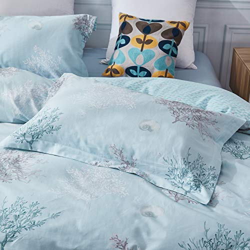 Brandream Coastal Beach Bedding Set 100% Cotton Duvet Cover Set Reversible Zipper Closure 3-Piece King/Cal King(No Comforter Included) #TOP6