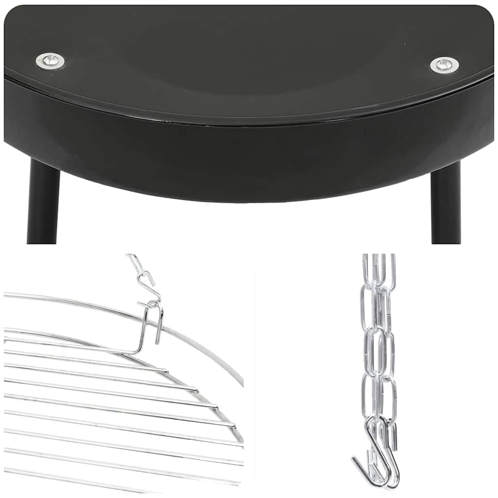 Lagerfeuer Stativ 3 pcs Schwarz Stahl, tragbares Outdoor Kochgerät, 92x92x171,5 cm, robustes Haushaltsgerät für Camping und Garten, vielseitiges Küchenzubehör für Kochen und Backen