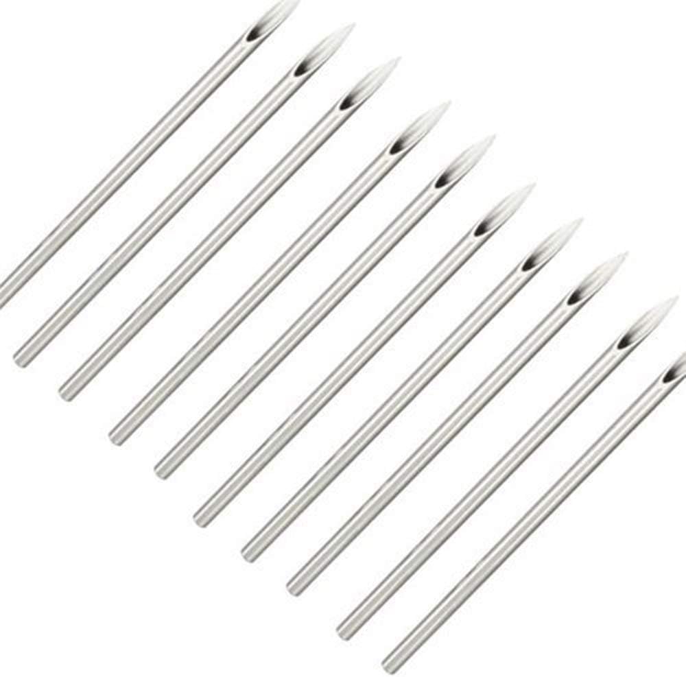 BodyJewelryOnline Pack Of Piercing Needles, 10 PCS 8G Surgical Steel, Sterilized, Disposable, Hypoallergenic Piercing Supplies, Autoclave Safe