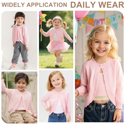 Image of Danny D Toddler Girls Open Front Shrug Cardigan Children Knit Long Sleeve Bolero with Button Closure for 2Years-7Years