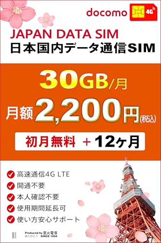 docomo ����b���{�����p �f�[�^�ʐMSIM�J�[�h�bDATA SIM for JAPAN �b �i��SIM�J�[�h�b�v���y�C�h SIM CARD�b����30GB�b�w��������+12�J��