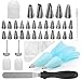 Kootek 58 Pieces Cake Decorating Kits Supplies with 29 Numbered Icing Tips, 22 Pastry Bags, 1 Icing Spatula, 3 Reusable Couplers, 2 Flower Nails Frosting Kids Baking Tool DIY Cupcakes Cookies