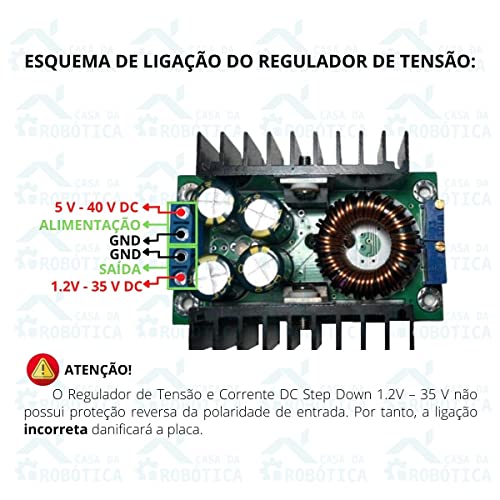 Regulador/Conversor de Tensão e Corrente DC Step Down 1.2V a 35V 300W 9A
