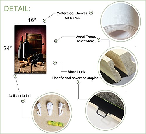 Levvarts - Red Wine Canvas Wall Art Vintage Kitchen Pictures Print On Canvas Dining Room Pub Wall Decor Still Life Painting #TOP5