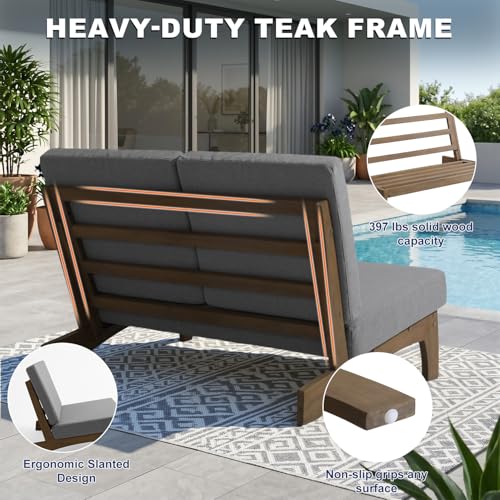 Image of Pia Ricoo 4 Piece Patio Furniture Sets, Outdoor Loveseat Sofa Set with 2 Chairs & Coffee Table, Patio Conversation Set for Backyard, Deck, Lawn, Gray