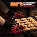 BBQ Gloves, 800°C Extreme Heat Resistant Oven Gloves with Fingers for Grilling, Silicone Non-Slip Long Kitchen Gloves for Cooking, Baking, Cutting – BBQ Gifts for Men Women (Set of 2)