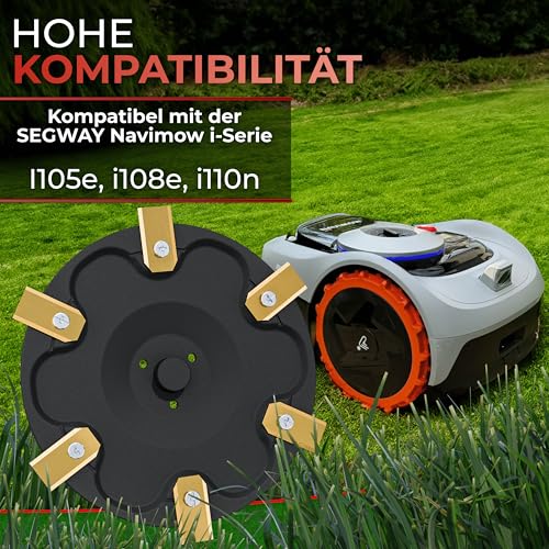 6er Messerscheibe kompatibel mit Segway Navimow Mähroboter i105E, i108E, i110n, i205 AWD, i208 AWD - Premium Mähteller aus glasfaserverstärktem Kunststoff für 6 Klingen