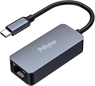 USB C to Ethernet Adapter, Aluminum Type-C to RJ45 Gigabit Ethernet Adapter, Portable USB-C Ethernet LAN Network Adapter Compatible for MacBook Pro, MacBook Air 2018, Surface, Dell XPS, iPad and More