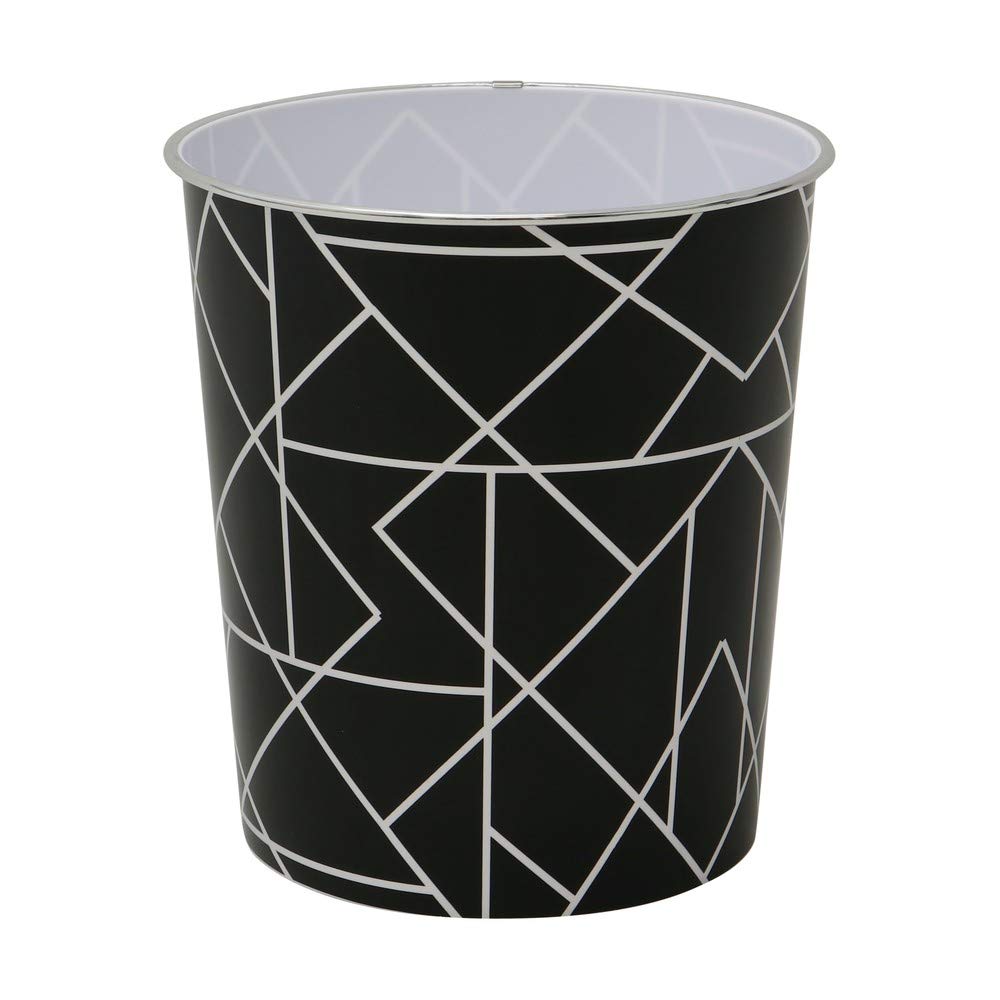 JVL Linear Black Waste Paper Bin, 27 x 25cm approx, Polypropylene, Small