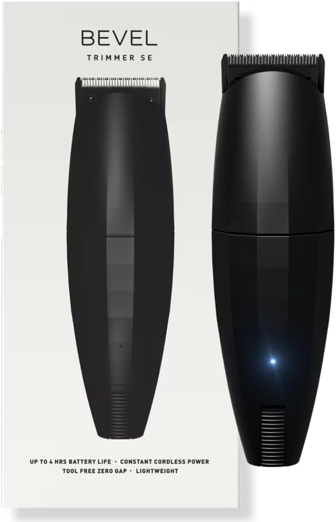 Beard Travel Trimmer Lite voor mannen – Black Edition draadloze trimmer, 4 uur oplaadbare batterijduur, gereedschapsvrij verstelbaar mes zonder gaten, kappersbenodigdheden, snor trimmer