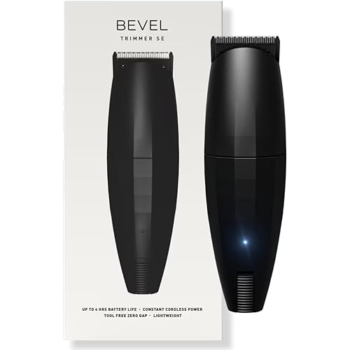 Bevel Beard Travel Trimmer SE for Men - Lightweight Cordless Mustache Trimmer, 4 Hour Rechargeable Battery Life, Tool Free Adjustable Zero Gapped Blade, Barber Supplies, Black (Packaging May Vary)