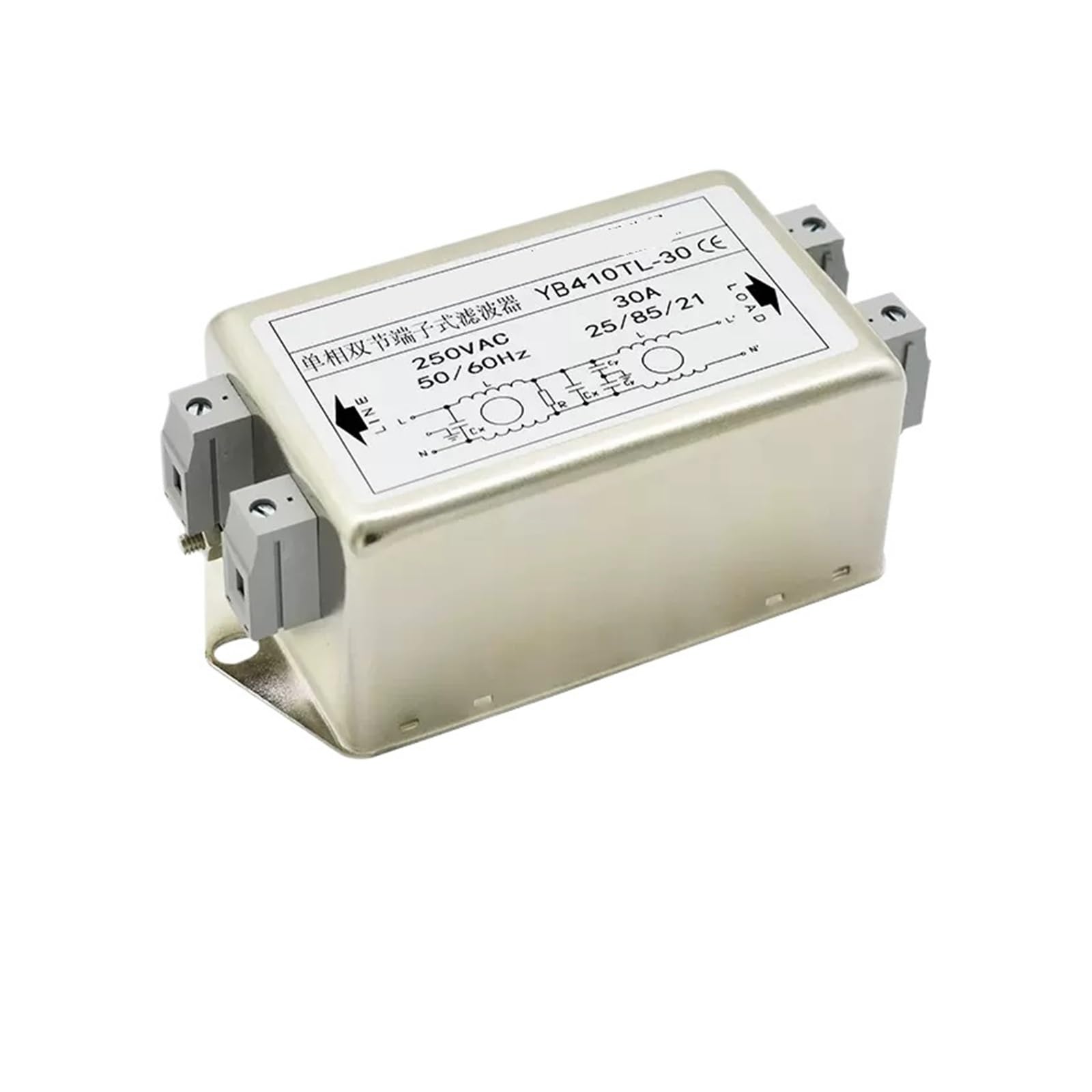 Filtro de alimentación CA YB410TL-30A de doble sección para redes monofásicas 220V