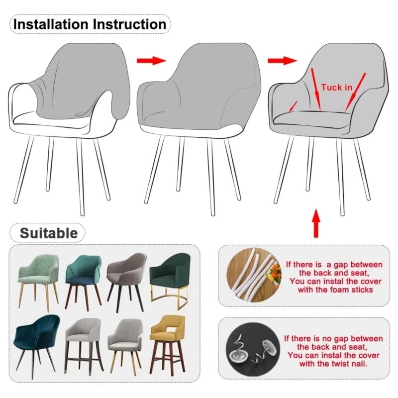 Coprisedie Elasticizzato Con Braccioli - Set 2/4/6 Pezzi In Velluto Bianco, Universale Per Sedie Da Ufficio E Cucina