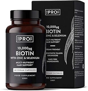 Premium Biotin 10000mcg with Zinc & Selenium - Hair Growth Vitamin Supplement - PETA Approved Vegan Capsules (not Tablets) - Hair, Skin & Nail Vitamins for Men & Women - Made in The UK by The Pro Co.