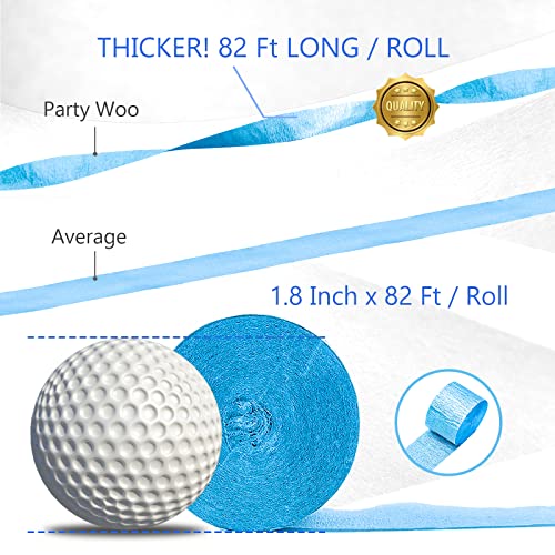 PartyWoo Flâmulas de Papel Crepom 4 Rolos de 328 Pés, Pacote de Tons de Papel Azul para Decorações d