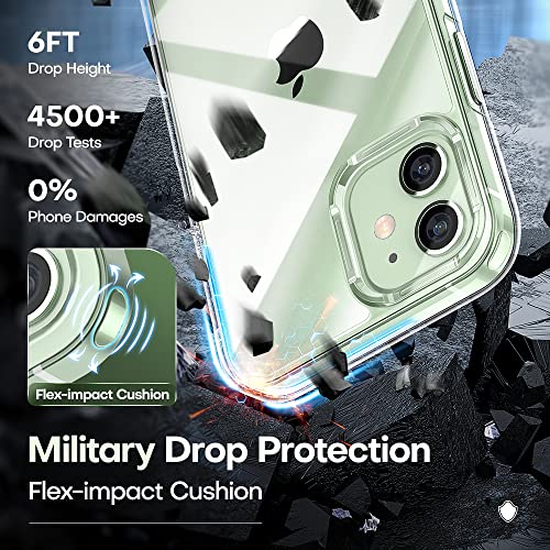 Tauri [5 In 1 For Iphone 12 Case, For Iphone 12 Pro Case, Non-Yellowing, With 2 Tempered Glass Screen Protector + 2 Camera Lens Protector, Shockproof Slim Clear Phone Case 6.1 Inch, Drop Protection #TOP3