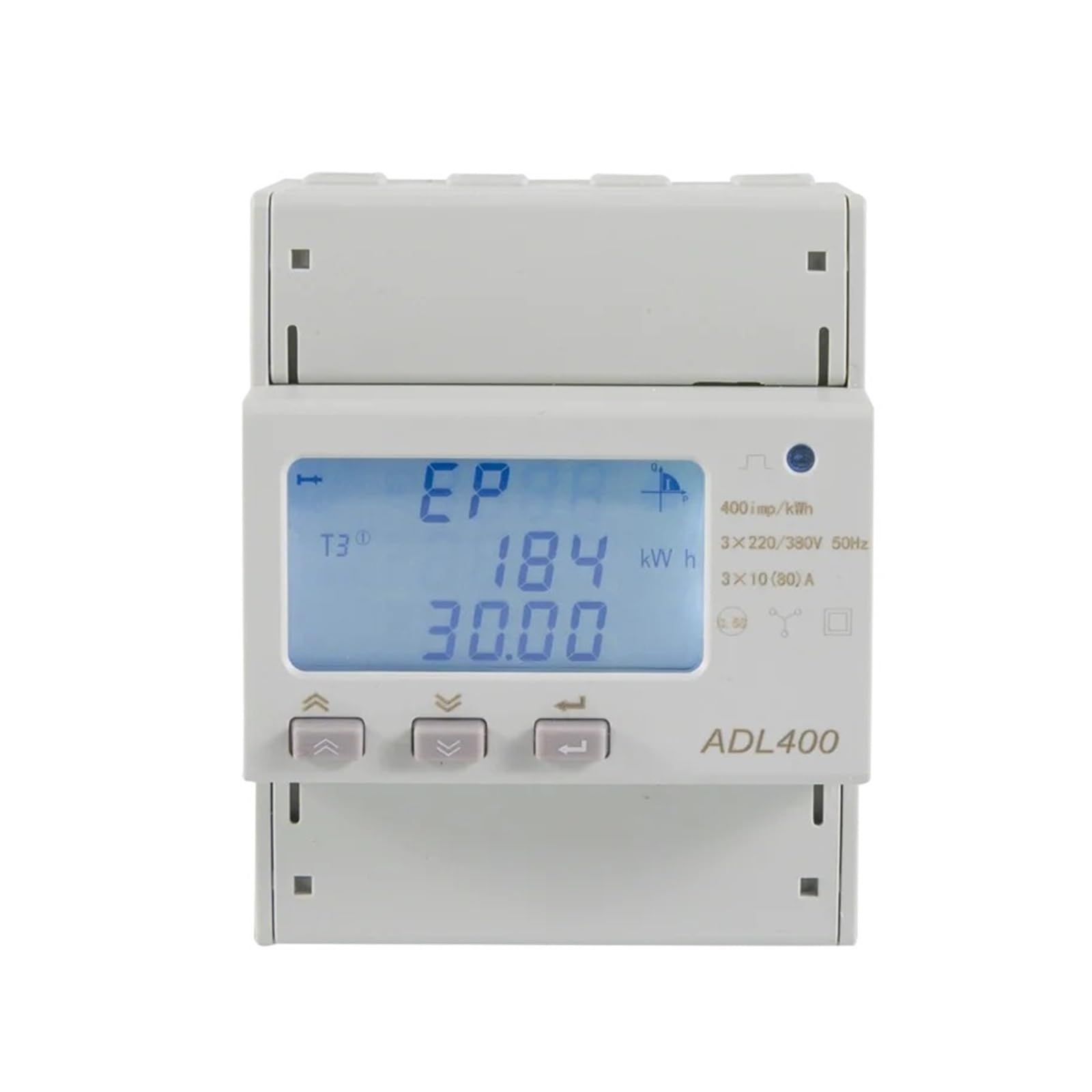 Medidor de energía trifásico ADL400 con conexión directa de 80A