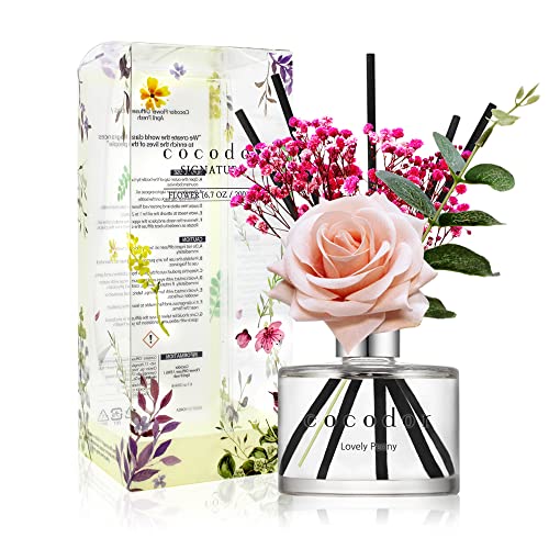 Image of COCODOR Rose Flower Reed Diffuser /Lovely Peony /6.7oz(200ml) /1 Pack /Reed Diffuser, Reed Diffuser Set, Oil Diffuser & Reed Diffuser Sticks, Home Decor & Office Decor, Fragrance and Gifts