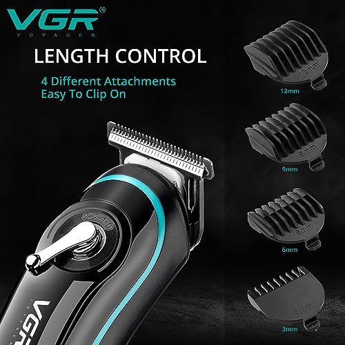 VGR Beard Trimmer - Cordless Hair Clippers for Men Haircut with Taper Lever - Rechargeable 120 min - T Blade Electric Detailer for Sideburns, Moustache, Bald Head