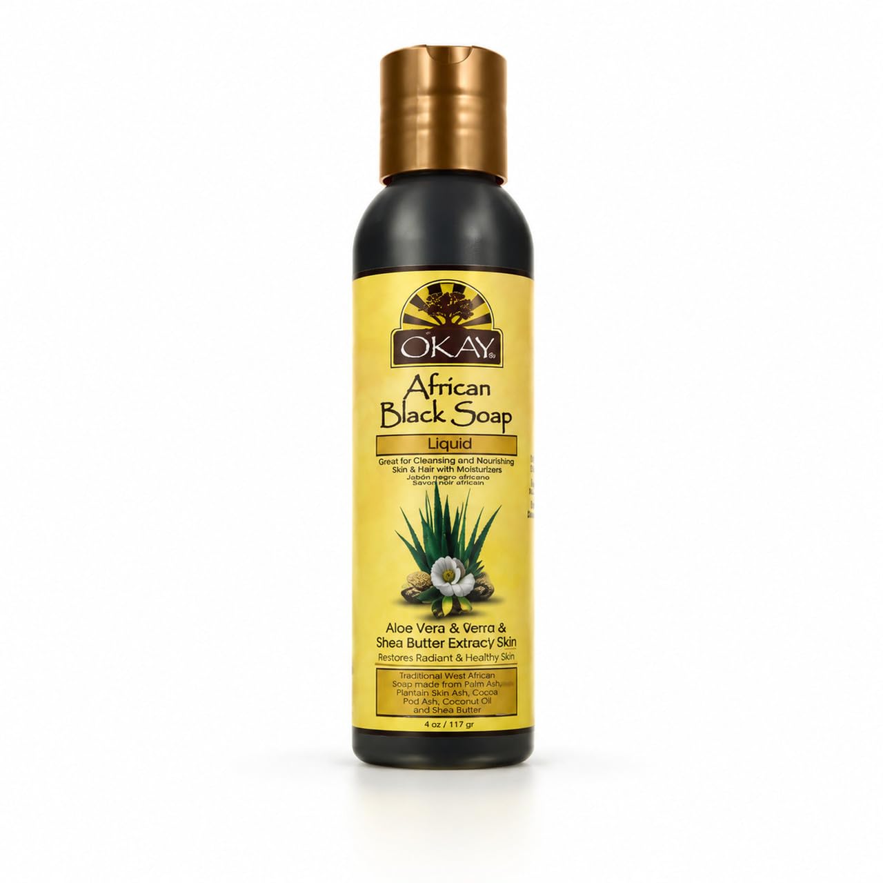 Okay African Black Soap Liquid, 4 Ounce