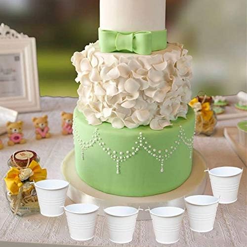 GuiHe 30pcs Mini Metal Bucket Tin Candy Box Buckets Souvenirs Gift Pails Perfect for Party Favors, Candy, Votive Candles, Trinkets, Small Plants (White)
