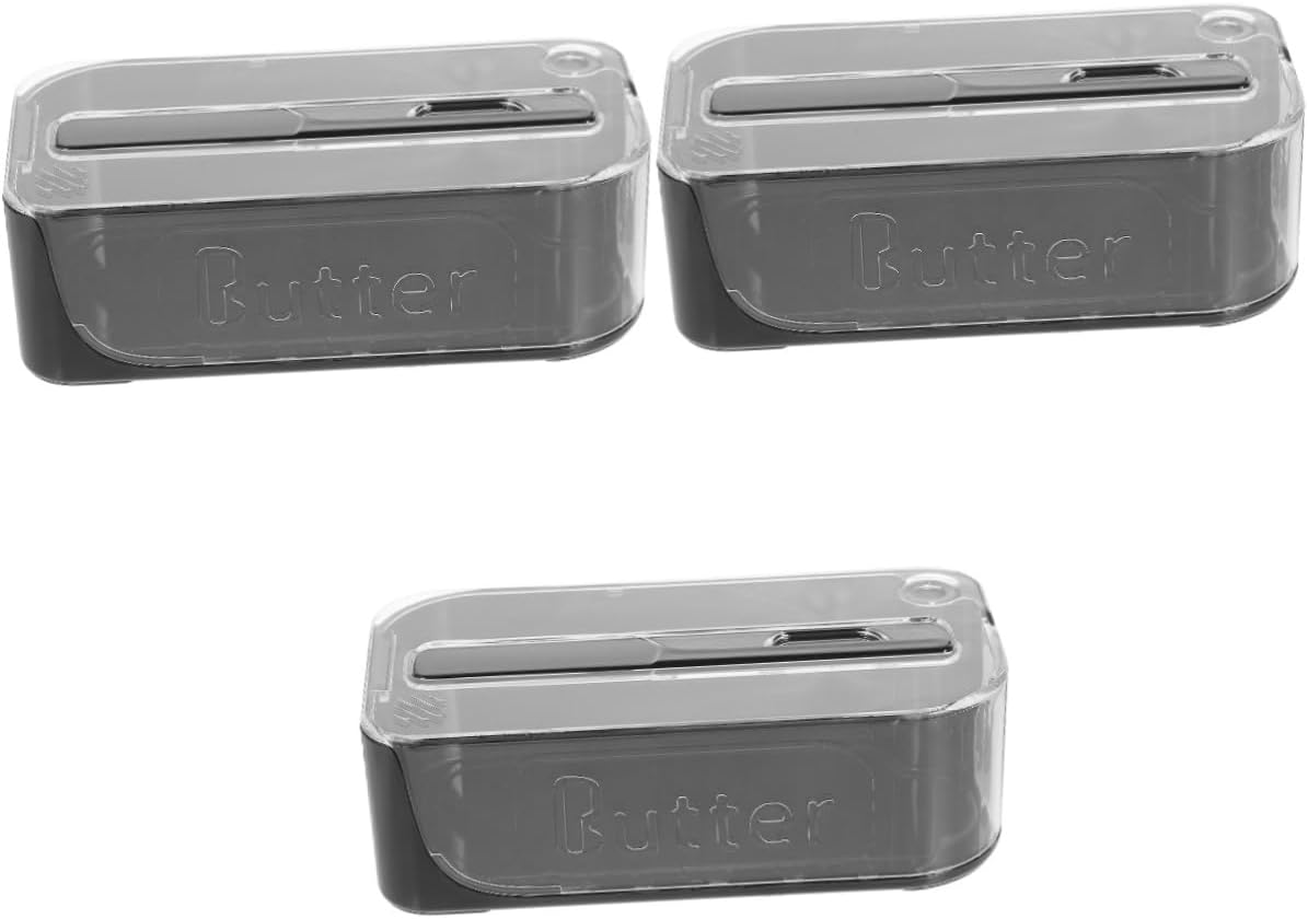 3pcs Modern Butter Dish Lid Butter Storage Box Holder for Refrigerator
