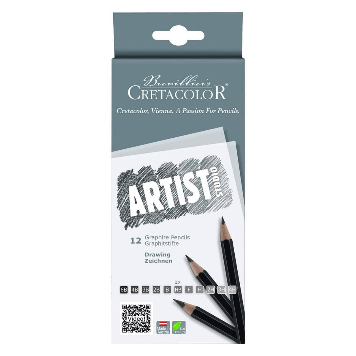 Cretacolor Artists Studio Line Graphite Pencil Set of 12, black, CH140 12