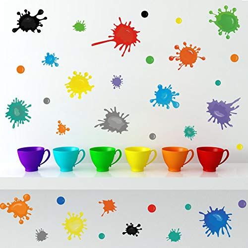 Toarti Multicolor Paint Splatter Wall Decal, Splatter And Splotches Wall Sticker For Art Room Nursery Classroom Decoration, Watercolor Paint Splatter Decor,Ink Paint Splat Wall Decal #TOP2