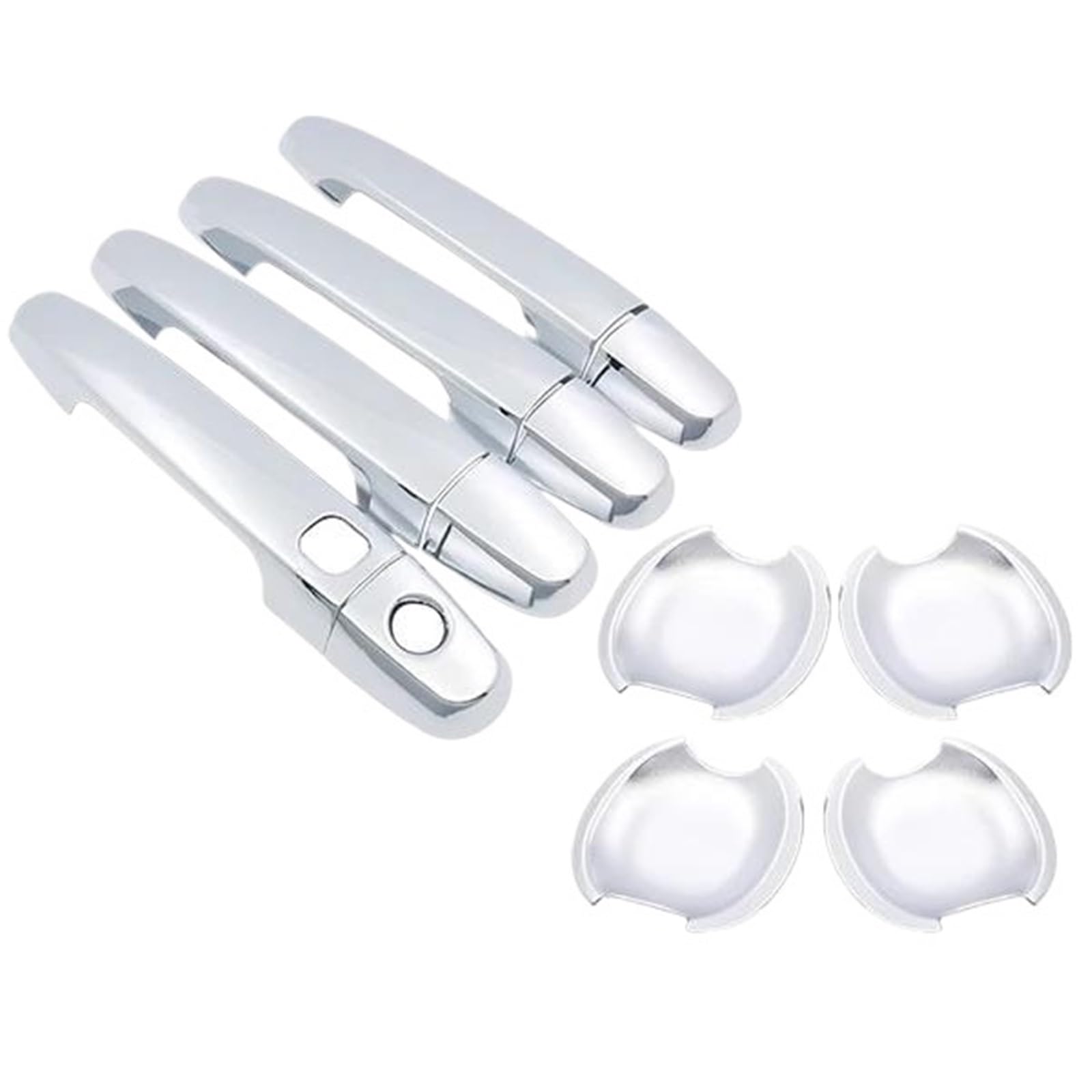 Hrqctim 1 Button 4 Bowl Chrome Car Door Handle Cover Trim For Toyota For Corolla For Axio For Altis For Fielder For Auris E140 E150 2007-2013(1 Button 4 Bowl)