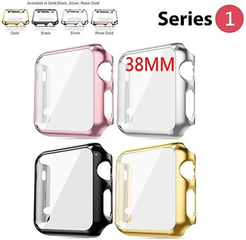 Protective Case for Apple Watch Case 38mm Series 1, Bumper for Apple Watch 38mm Snap on Face Cover Full Coverage Screen Protector of Thin Plated Case PC for iWatch/Sport/Edition 2015-4 Colors Pack