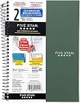 Five Star 2-Subject Carnet Spiral Premium, 6" x 9.5" Taille de la feuille, Collège Règled, 160 Pages/80 Feuilles, papier lourd, 3-Hole Punched, Wirebound, Assortiment de la couleur Poly Covers, 1 Un carnet de notes (840037)