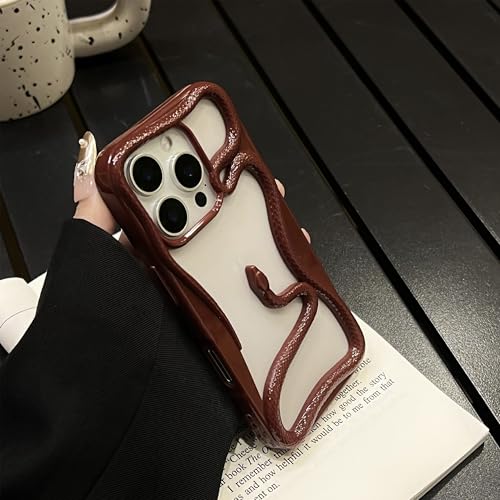 Image of Kraptick Slim iPhone 16 Pro Case - Electroplated Thermoplastic Mobile Cover with Hollow Snake Design Phone Case Lightweight, Durable & Stylish Fit for iPhone 16 Pro -(Red)