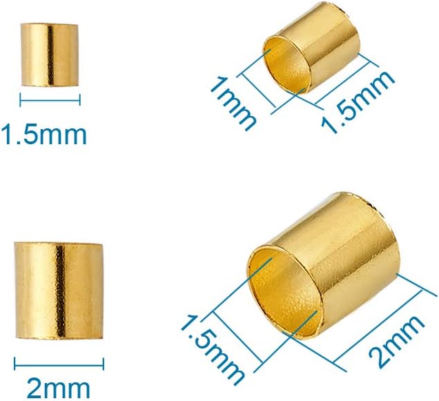 MegaPet 1Box 3 Color Brass Tube Crimp Beads Cord Cover Tips Column Spacer Clasp End Caps for Jewelry Making Findings Golden & Silver & Platinum 1.5-2x1.5-2mm Hole: 1-1.5mm image 2