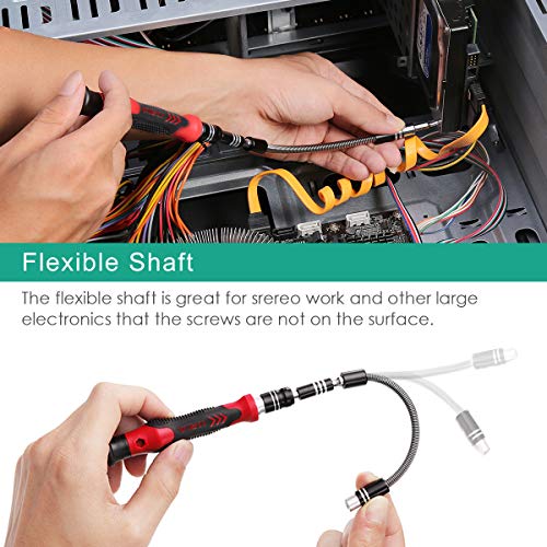 ORIA Precision Screwdriver Kit, Mini Screwdriver Set, 60 in 1 Small Screwdriver with 56 Bits Repair Tools with Flexible Shaft, Extension Rod for Mobile Phone, Smartphone, Tablet, PC, Red