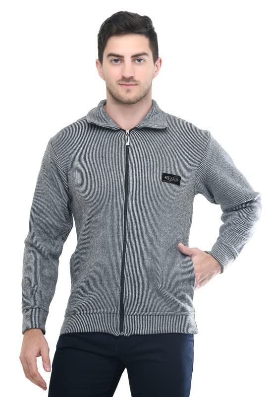 Image of MANRA MANRA Men Zipper Thick Fabric Woolen Winterwear Full Sleeve Collar with Side Pockets Jacket /Sweater