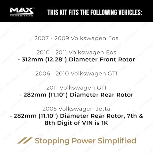 Image of MAX Advanced Brakes - Rear Brake Kit For 2009-2018 Volkswagen Tiguan, 2005-2010 Volkswagen Jetta (11.1 inch Dia Rear Rotors)| Carbon Ceramic Brake and Rotor Kit| Drilled Slotted Brake Rotors