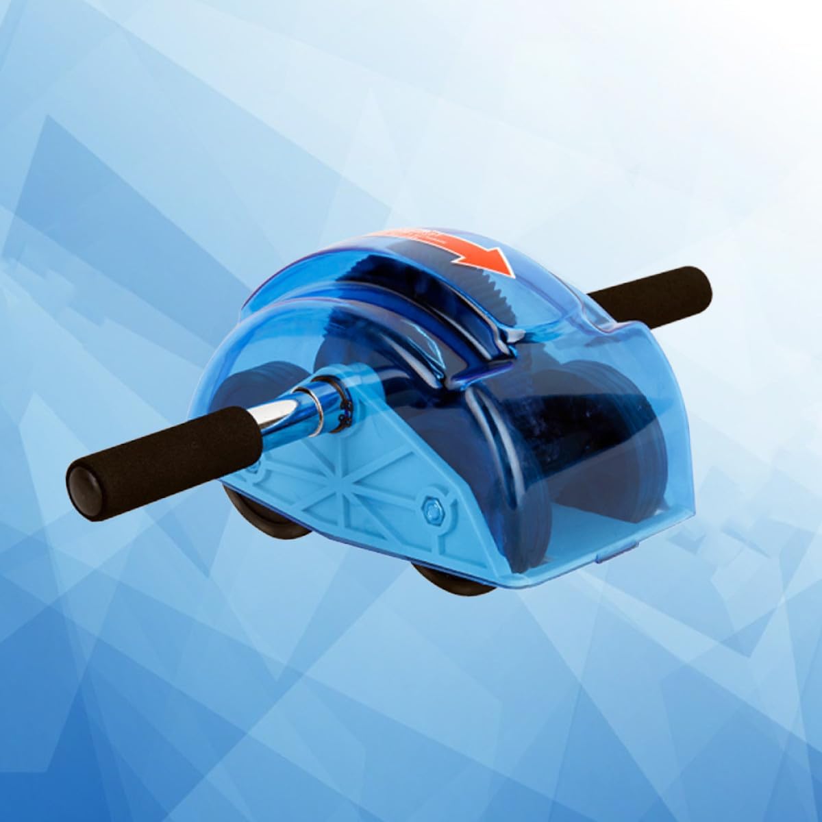 POPETPOP Ab Roller Wheel Four Wheeled Abdominal Fitness Equipment with Non Slip Handles for Core Strength Training Blue