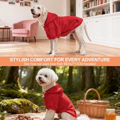 Image of BEAUTYZOO Dog Hoodies Sweater for Small Dogs,Waffle‑Like Laminated Pet Coat