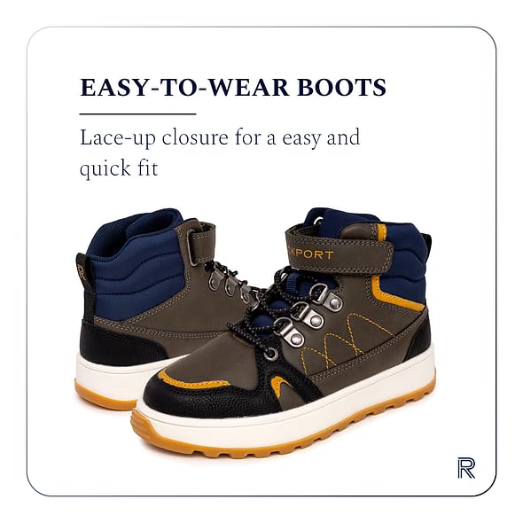 Rockport Boys Kids Hiking Boots – Youth High Top Outdoor Sneakers with Cushioned Insole – Durable Trail Shoes3