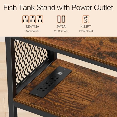 image for Snughome 10 Gallon Fish Tank Stand with Power Outlets, Aquarium Stand 