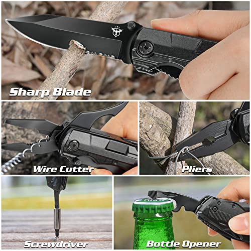 Gifts for Men Him Dad Boyfriend,Multitool Pocket Knife for Men,Anniversary Christmas Men Gifts for Birthday,Hiking Camping Knife with Screwdrivers Pliers Bottle Opener - Image 4