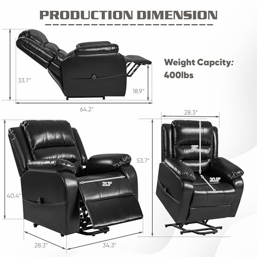 Sillón Confort Cuero Transpirable Reclinable Negro miniatura 2
