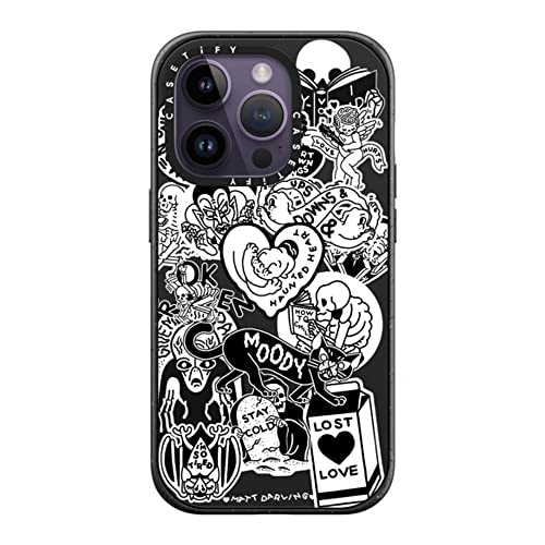 Coque Magsafe iPhone 14 Pro Casetify Impact Noir Mat au design artistique Collage Darling durable