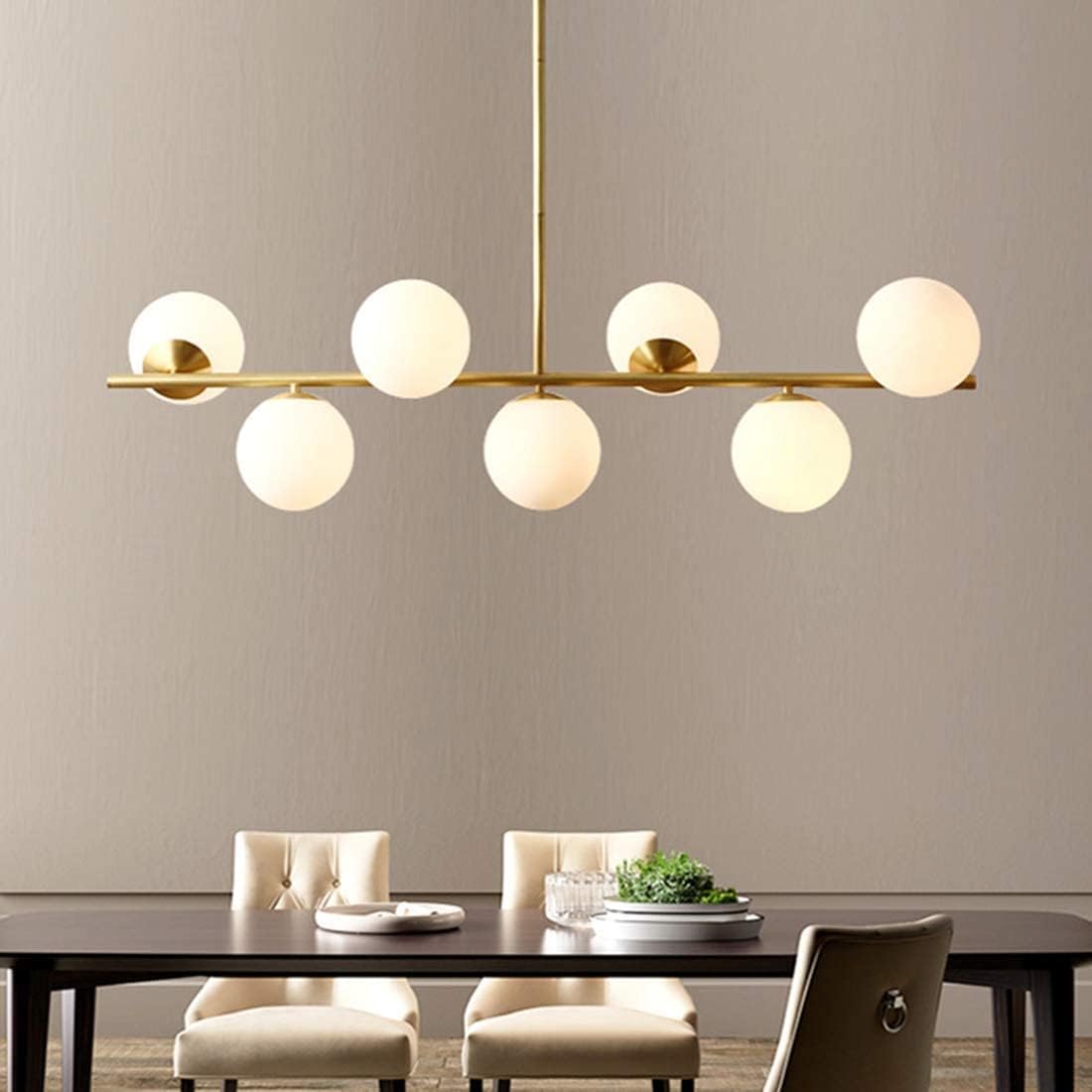 6-Light Modern Sputnik Chandelier Brushed Brass Hanging Lamp Industrial Flush Mount Ceiling