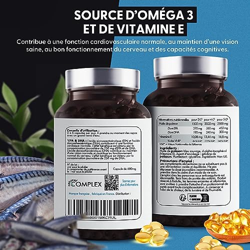 OMEGA 3 | Huile de poisson bleu sauvage, Haute concentration 2000mg, Riche en EPA & DHA | Système immunitaire, vision, mémoire, santé cardiovasculaire | Pêche durable | 90 Capsules | Made in France – Image 3