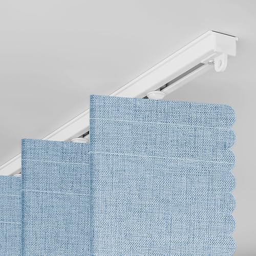Jilron 100% Blickdichter Türvorhang – Faltbares Akordion-Design mit Magnetverschluss & Klebemontage ohne Bohren, inkl. Schiene – Für Terrassentüren oder Glastüren, Blau, 201x180 cm