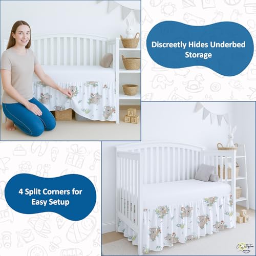 Image of Koala Cuddles Crib Skirt Dust Ruffle 14 inch Drop, Fits 28 inch x 52 inch