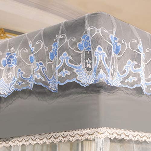 Fabric Bed Drapes Mesh Protection Canopy Shielding Netting, King Size Queen Twin Size Mosquito Net Canopy，Princess Canopy Bed Curtain for Girls - Solid Color Corner Post Bed Canopy, Ideal fo
