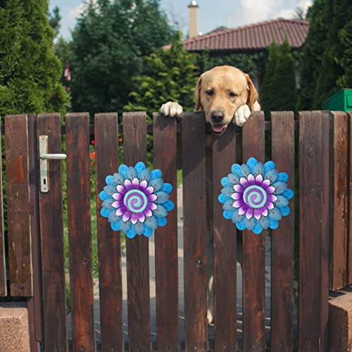 Litially Outdoor Metal Flower Wall Art Garden Decor Cute Flowers Decorations Hanging For Outside Yard Porch Lawn Blue 12X12 Inches #TOP4